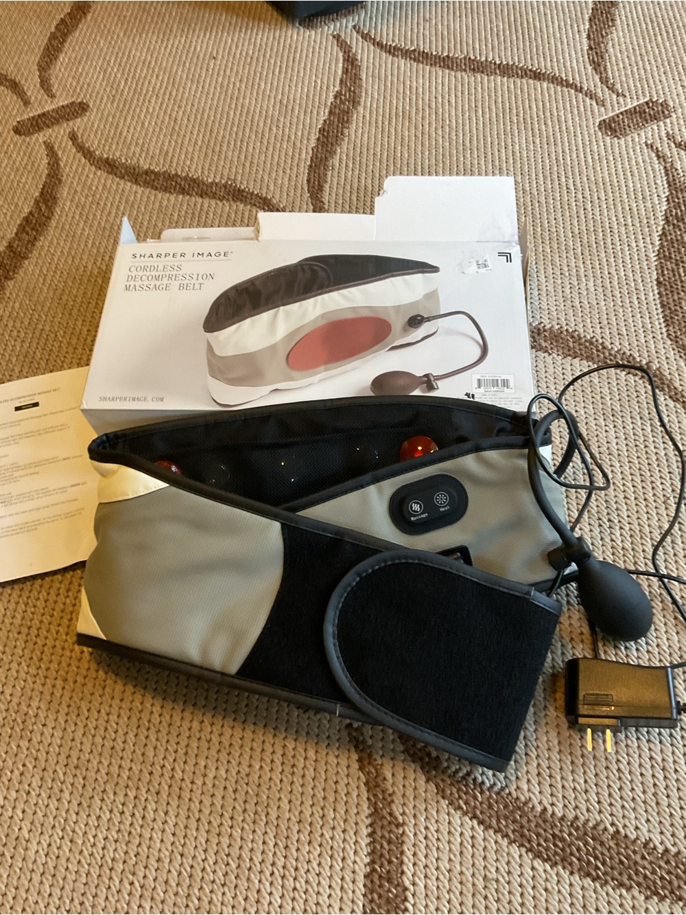 Sharper Image Cordless Decompression Massage Belt - Black, White, Red
